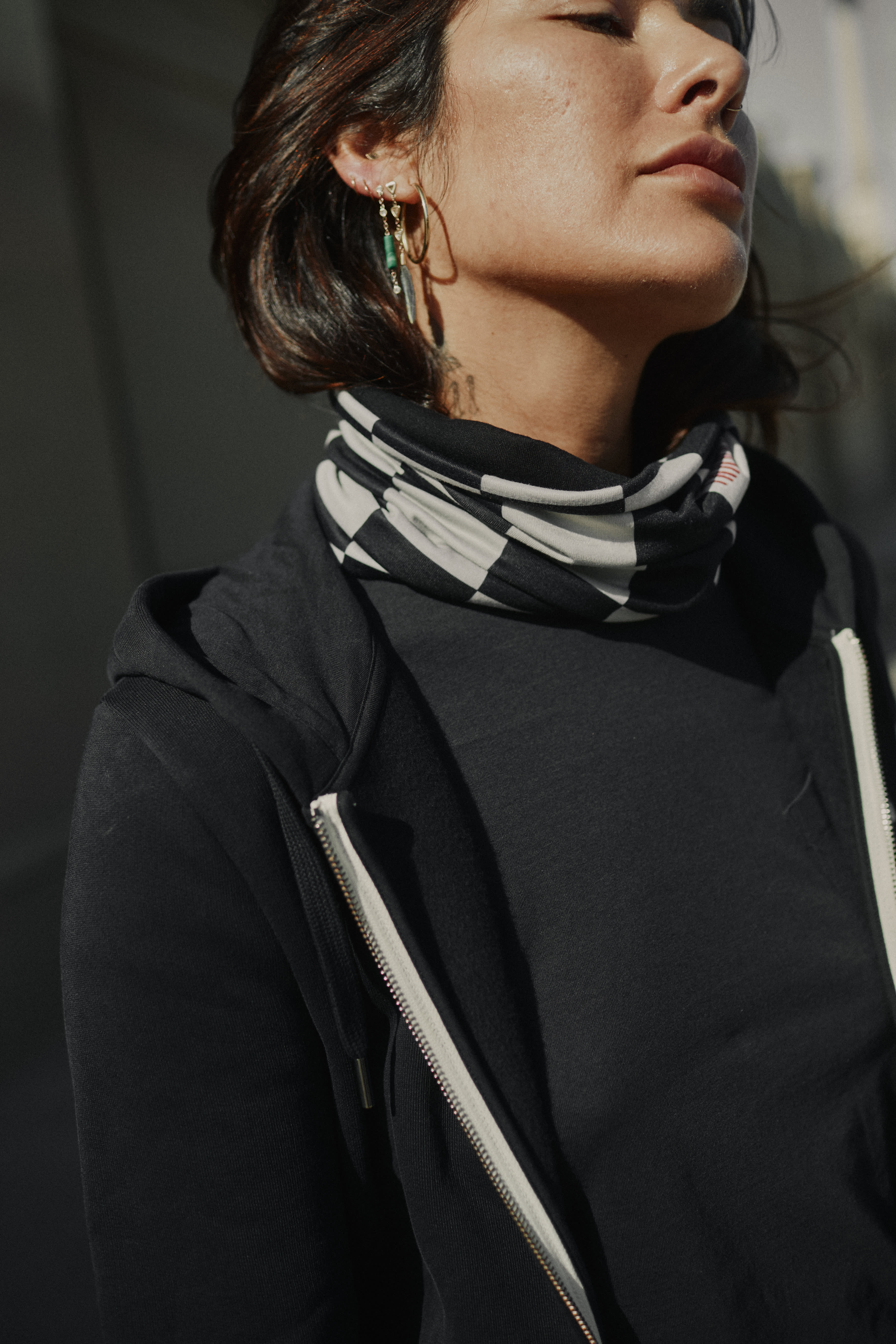 Cohen Checkerboard Black & Bone Neck Tube | Motorcycle Clothing